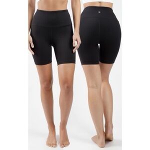 90 Degree By Reflex Womens High Waisted Biker Shorts in Black